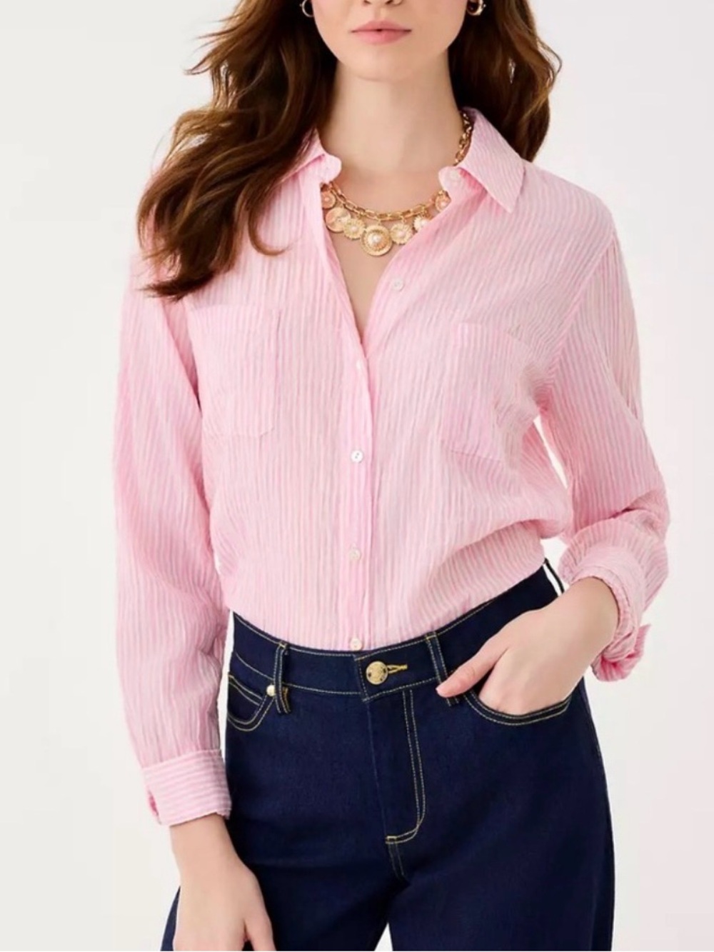 Lilly Pulitzer Women’s Pink Button-Up Shirt - Classic Collared Top in  small